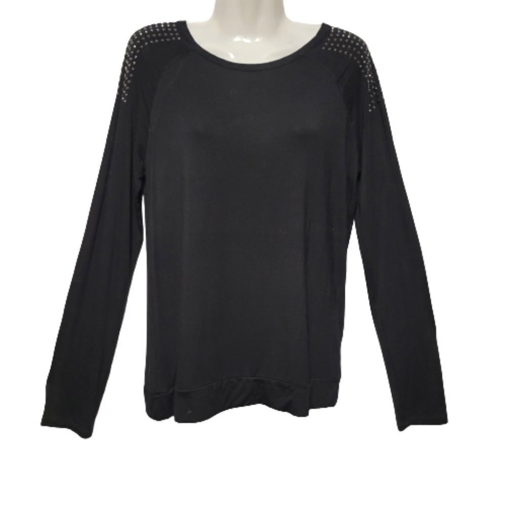 Black Long Sleeved Top with Silver Stud Accents